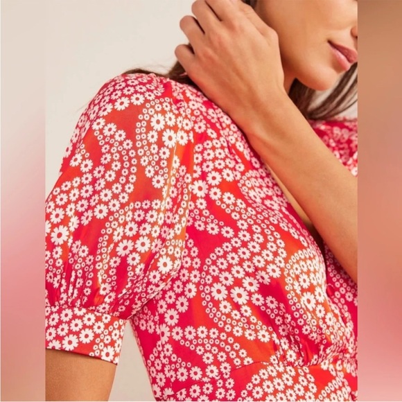 Boden NWT Red Satin Tea Dress- Size 6R - Picture 4 of 11